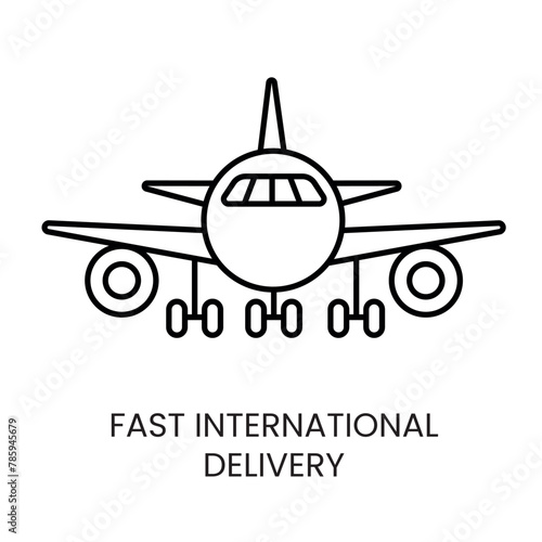 Airplane, Fast international delivery, vector line icon with editable stroke