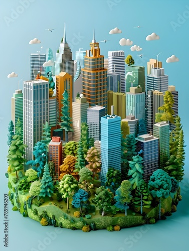 Vibrant Cityscape of Diverse Equities:A Thriving Financial and Commercial Hub with Towering Skyscrapers and Modern Architecture