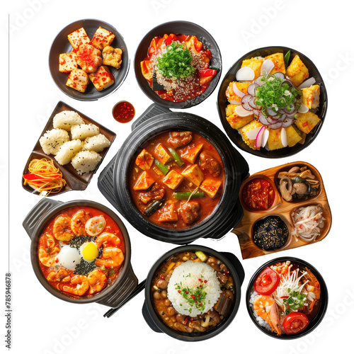 top view realistic group of korea food