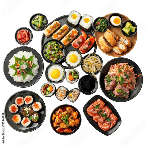 top view realistic group of korea food