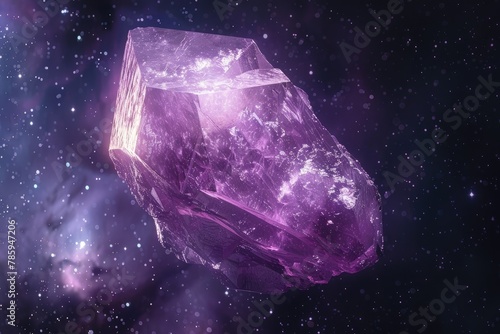 Beautiful purple emerald stone in space