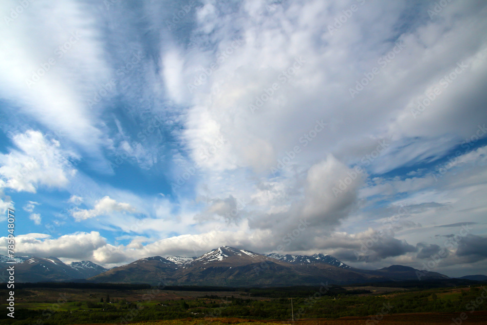 Scottish landscape in the highlands at Ben Nevis, Scotland, Great Britain 