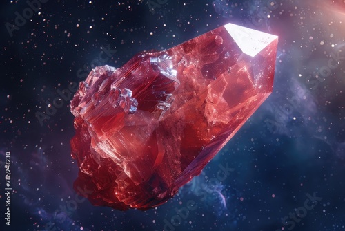 Beautiful red crystal in space