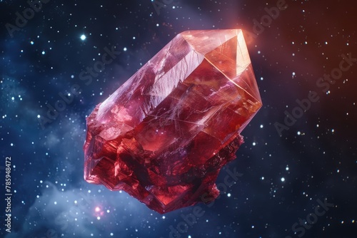 Beautiful red emerald stone in space