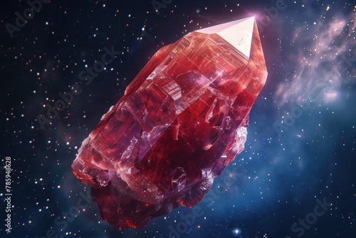 Beautiful red crystal in space