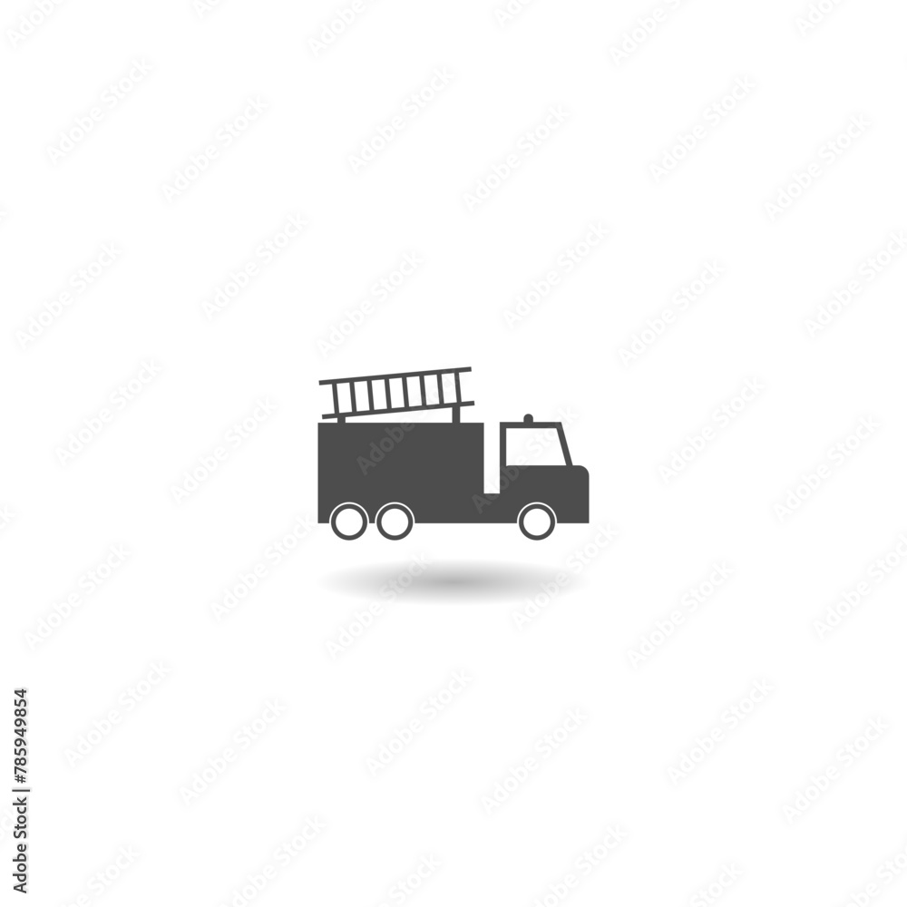 Fototapeta premium Fire truck icon with shadow