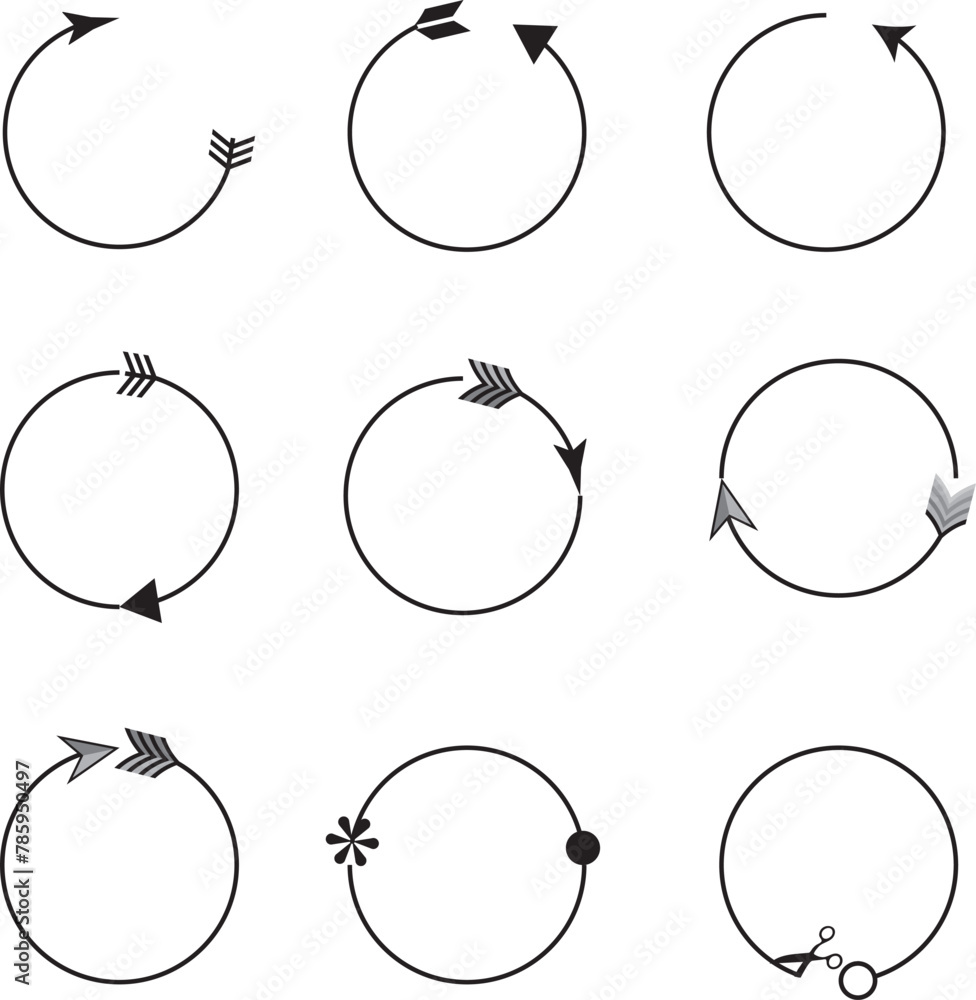 set of arrows circles