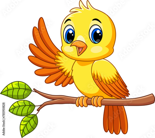 Cute bird on a tree branch 