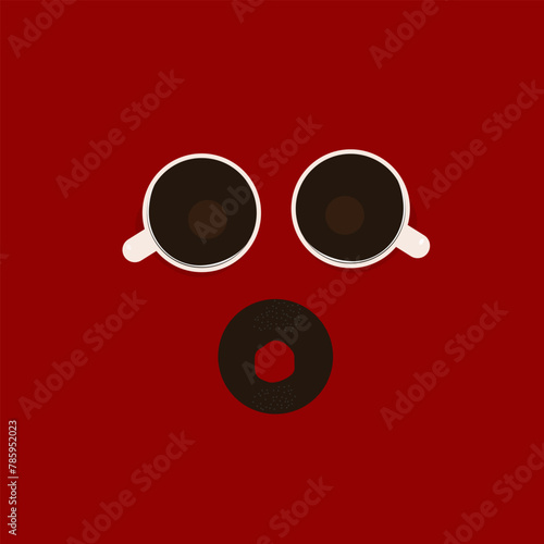 coffee cup face with a smile