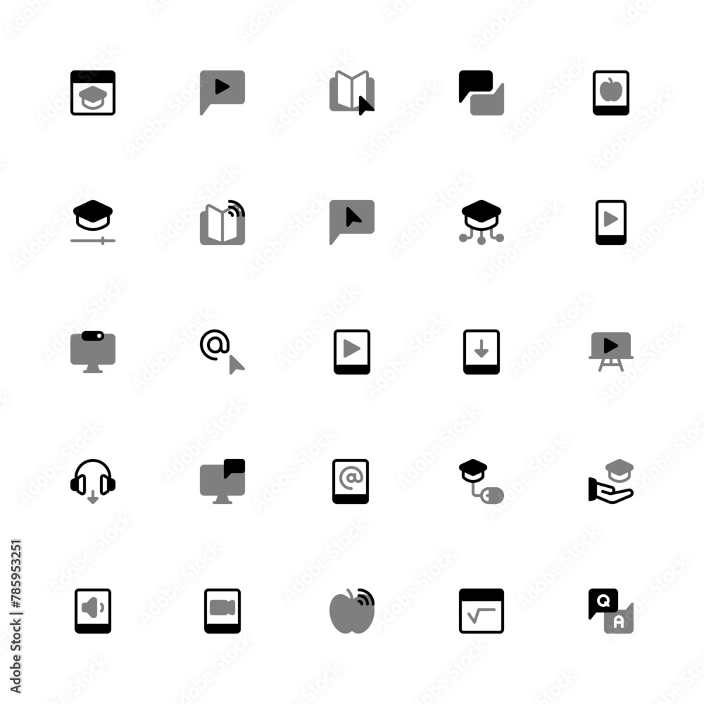 E-Learning Icon with Duotone Style. Online Education Icon Collection with Editable Stroke and Pixel Perfection E-Learning Icon with Duotone Style. Online Education Icon Collection with Editable Stroke and Pixel Perfection