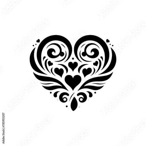 Eternal Love: Black Vector Silhouette of Romantic Hearts, Symbolizing Endless Affection and Devotion- hearts shape vector stock.