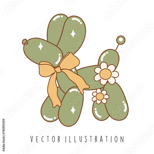 Groovy Balloon Dog, Vector illustration