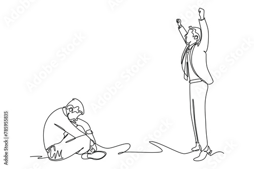 One continuous line drawing of Comparing business process concept. Doodle vector illustration in simple linear style.