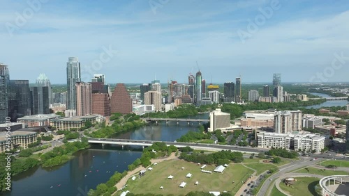 April 2024 - 4K aerial of downtown Austin, Texas, USA photo