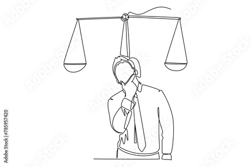 One continuous line drawing of Comparing business process concept. Doodle vector illustration in simple linear style.