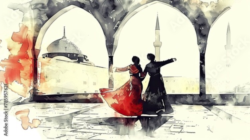 Whirling dervishes, traditional sufi festive Mevlana  Generative AI	 photo
