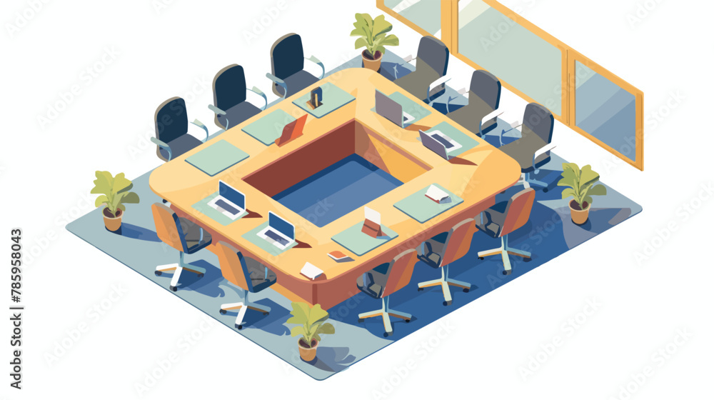Modern boardroom interior design with big table chair