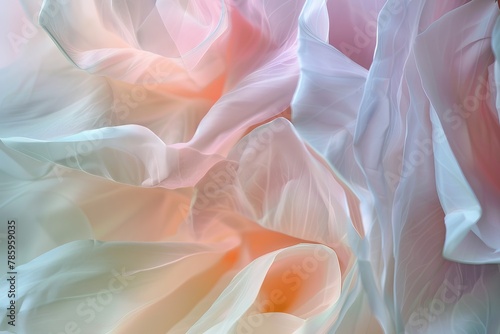 An abstract wallpaper background, layers of translucent shapes in soft pastel hues