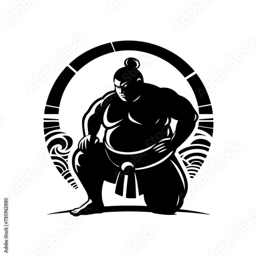 Gentle Giants: Black Vector Silhouette of Sumo Wrestlers, Emblematic of Strength and Tradition- Sumo Wrestler black vector stock.