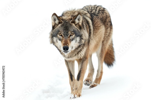 Portrait of a gray wolf  Canis lupus  in winter