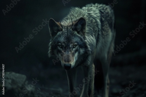 Wolf in the dark forest - Canis lupus signatus photo