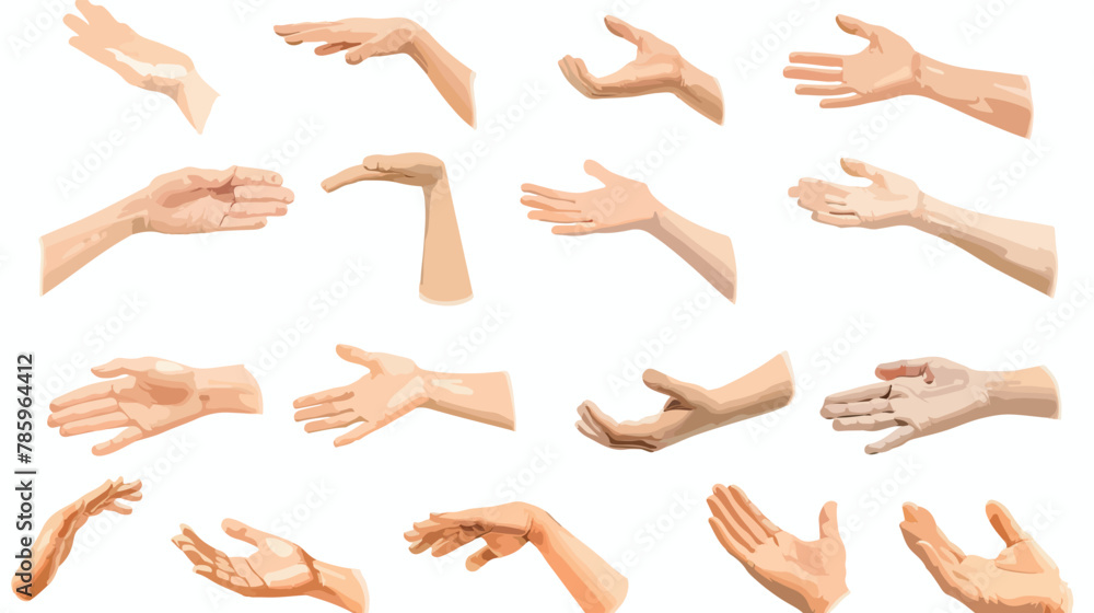 Realistic human hands icons and symbols set. Emoji 