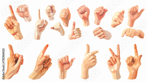 Realistic human hands icons and symbols set. Emoji  photo