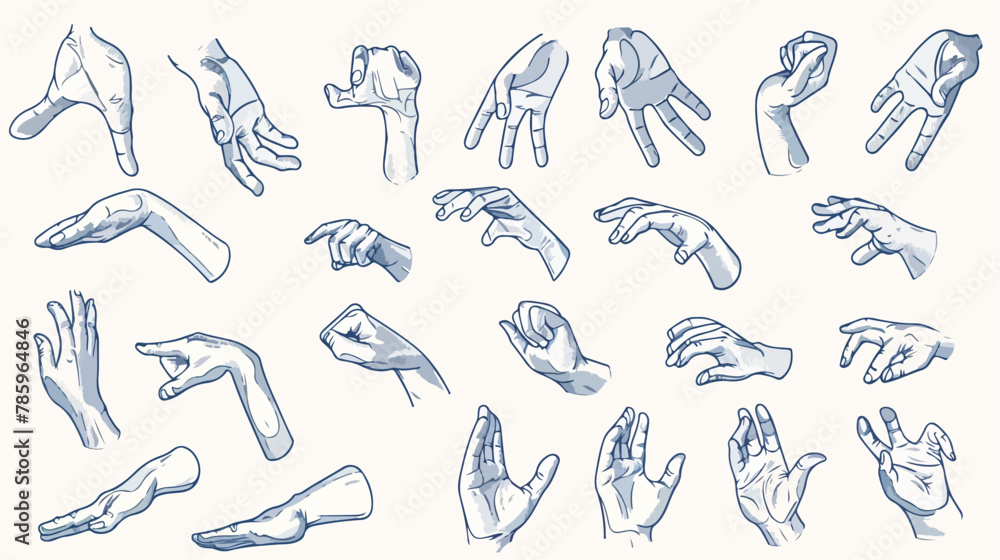 Realistic shape hand gestures outline line stroke icon