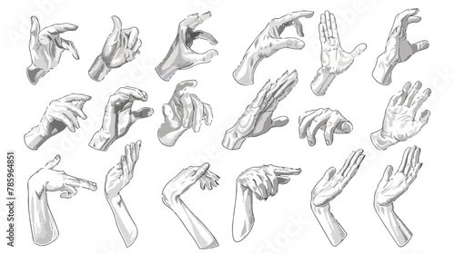 Realistic shape hand gestures outline line stroke icon