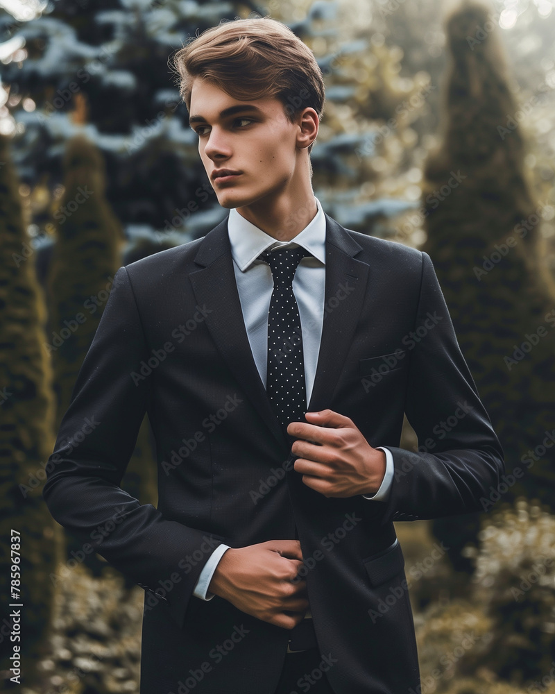 Stylish young man in suit and tie