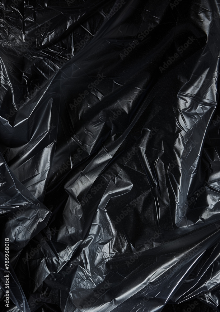 Obraz premium Wrinkled plastic wrap texture on a black background