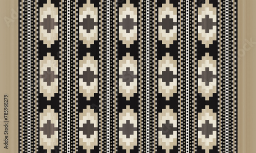 Navajo tribal vector pattern. Native American ornament. Ethnic South Western decor style. Boho geometric ornament.Ikat floral paisley embroidery blanket, rug. Woven carpet