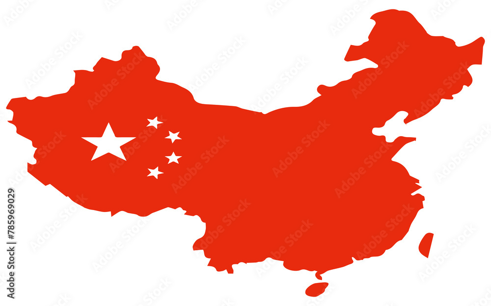 China flag depicted on a vector image of china's map, showcasing the country's national flag. China flag depicted on a vector image of china's map, showcasing the country's national flag.