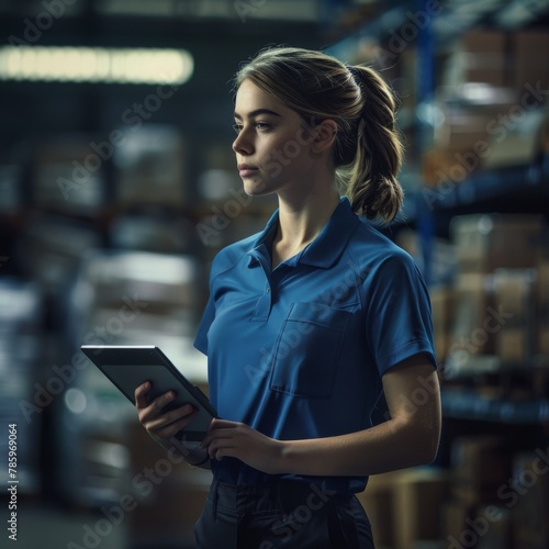 Warehouse Worker with Tablet
