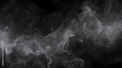 Abstract white smoke or fog on black background.