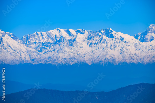 Very high peak of Nainital, India, the mountain range which is visible in this picture is Himalayan Range, Beauty of mountain at Nainital in Uttarakhand, India photo