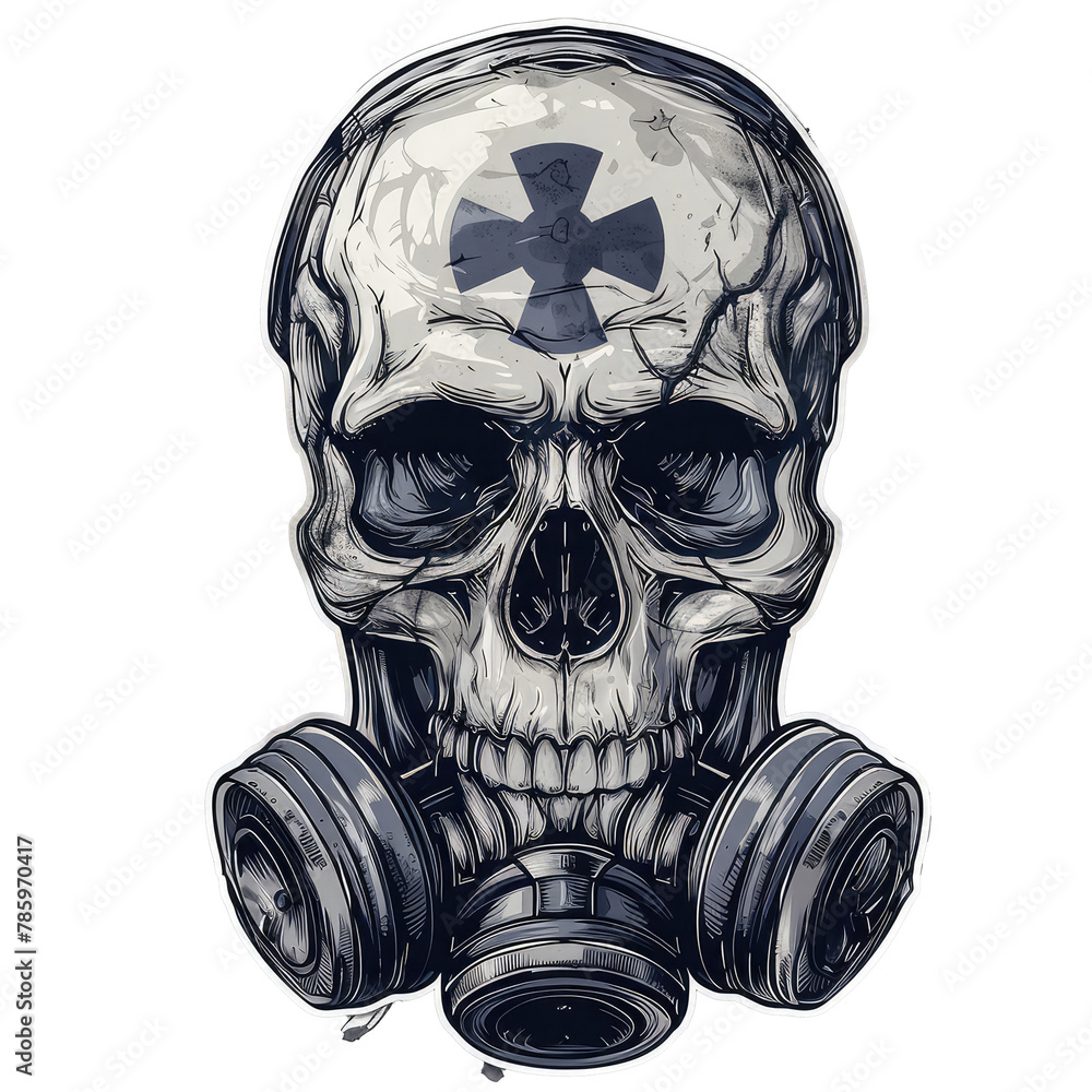 skull wearing a biohazard mask skull wearing a biohazard mask