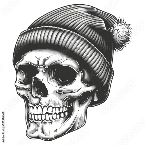 skull that is wearing a slouch beanie