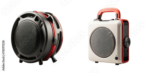 set of portable speaker isolated on transparent background