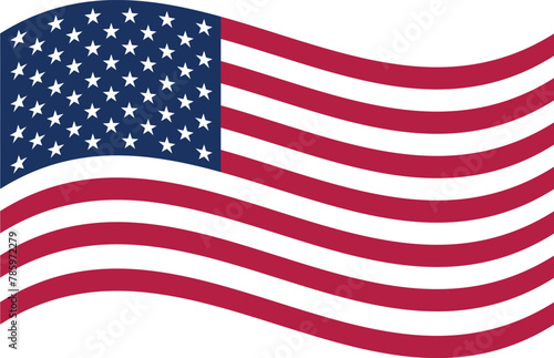 American flag vector on white with grange texture.  