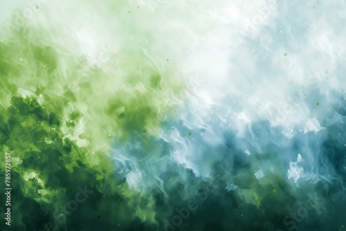 Abstract watercolor background with green and blue paint splashes