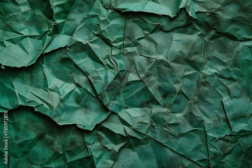 Green crumpled paper background, Crumpled paper texture