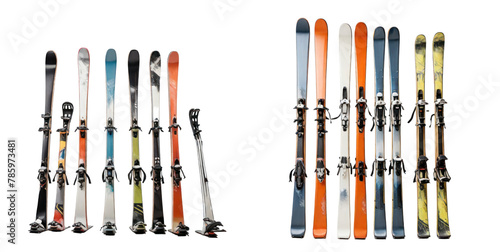 set of skis isolated on transparent background