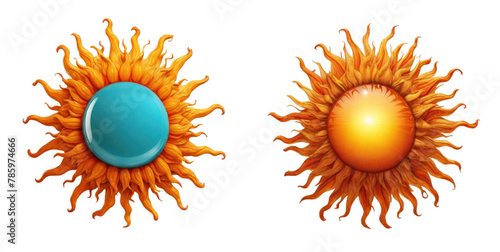 set of sun isolated on transparent background