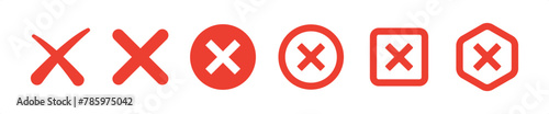 The cross marks icon set. It includes denied, no, wrong, reject, red, and more icons. Vector illustration sign.