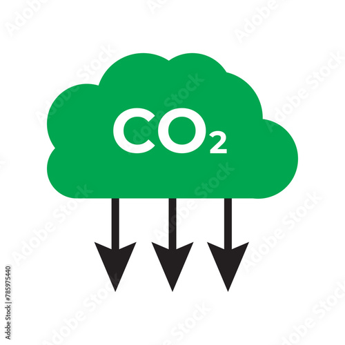 CO2 emissions icon. Ecology and environment symbol. Sign vector carbon dioxide pollution. Used in web , templates . Isolated on white background in eps 10.