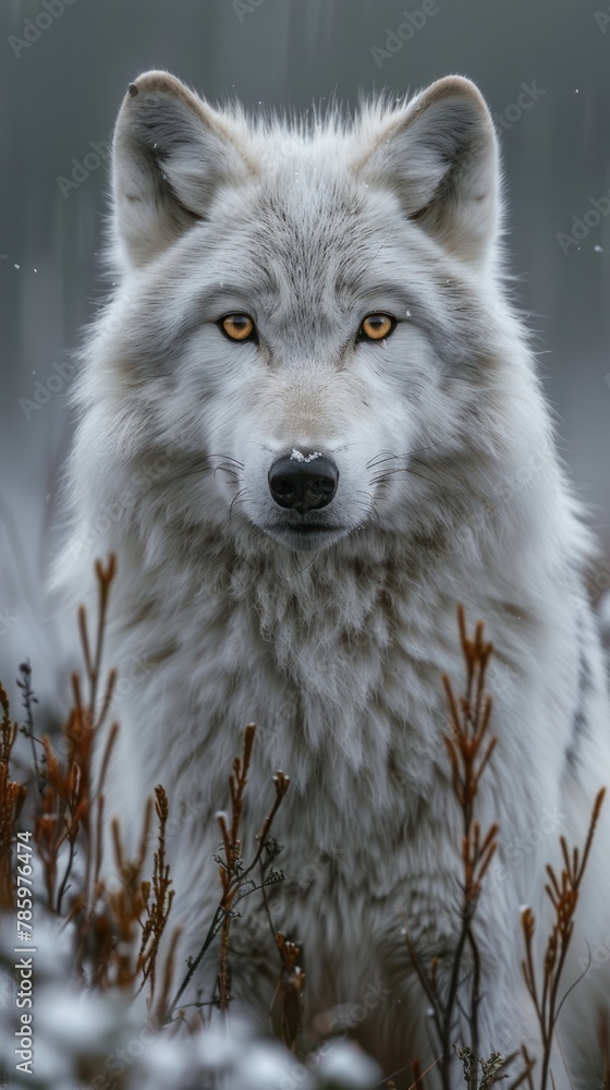 Fototapeta premium portrait Arctic wolf in natural environment
