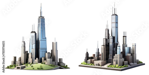 set of willis tower sears tower isolated on transparent background photo