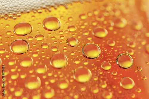 Beer bubbles in a glass with water   Beer background   Close-up