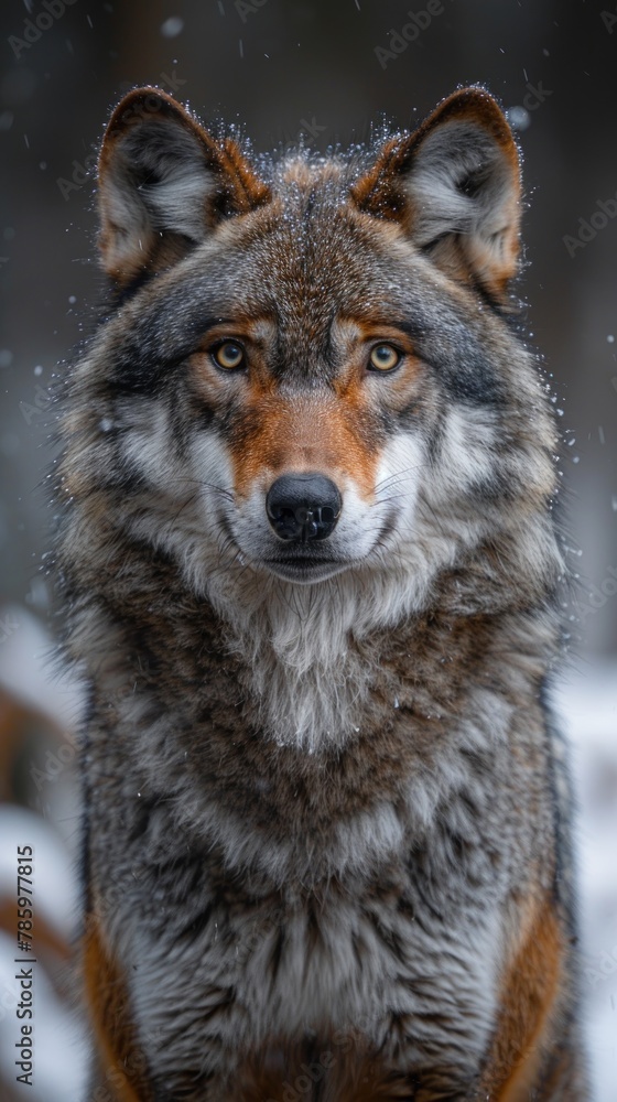 portrait British Columbia wolf in natural environment portrait British Columbia wolf in natural environment